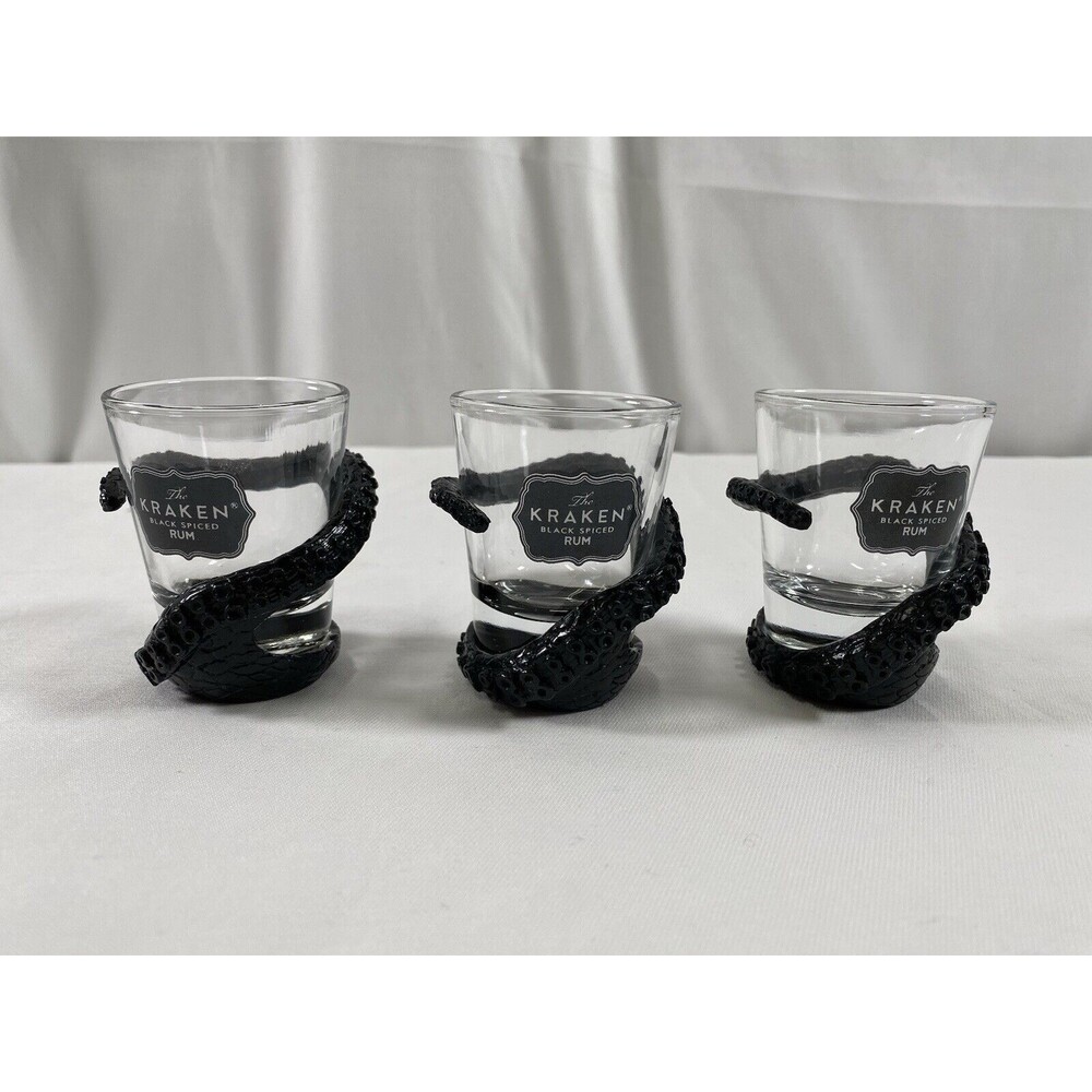 One (1) KRAKEN Black Spiced Rum Shot Glass 3D Tentacle Squid #706
